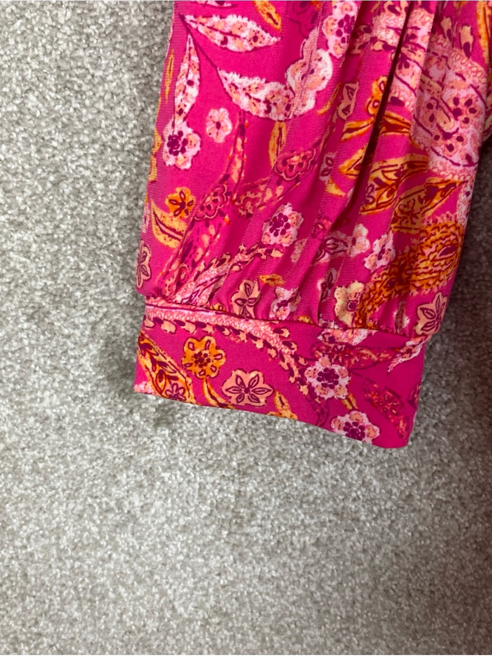Cece Blouse Womens Medium Pink Orange Floral Paisley Stretch Pullover- 4857 - Picture 2 of 10